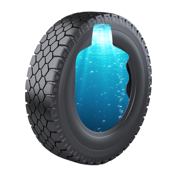 Großer Reifen, in dessen Mitte die Form einer PET-Flasche abgebildet ist. #daskannkunststoff #recycling #sustainability